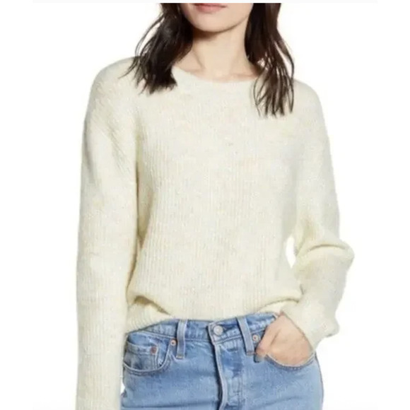 BP. Sweater Womens Large Yellow Pullover Crewneck Soft Knit Wool Blend Cozy - Picture 1 of 10